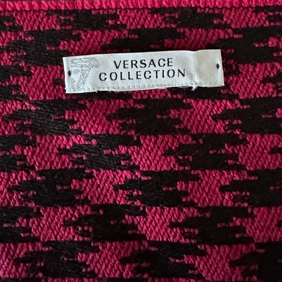 Versace Scarf wool houndstooth Y2K 80s academia cozy corpcore office siren - Picture 7 of 7